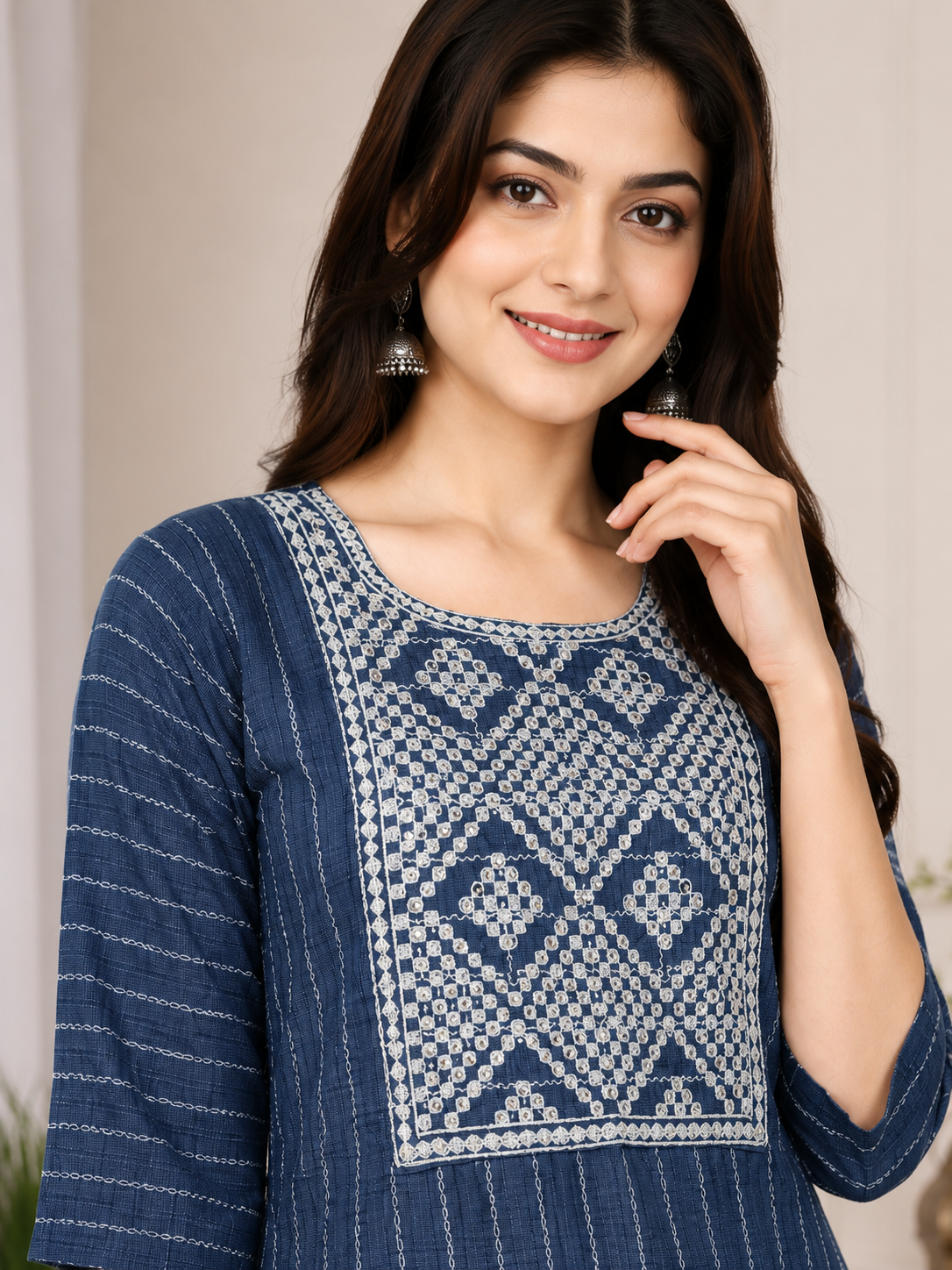 Indigo Blue Striped Kurti