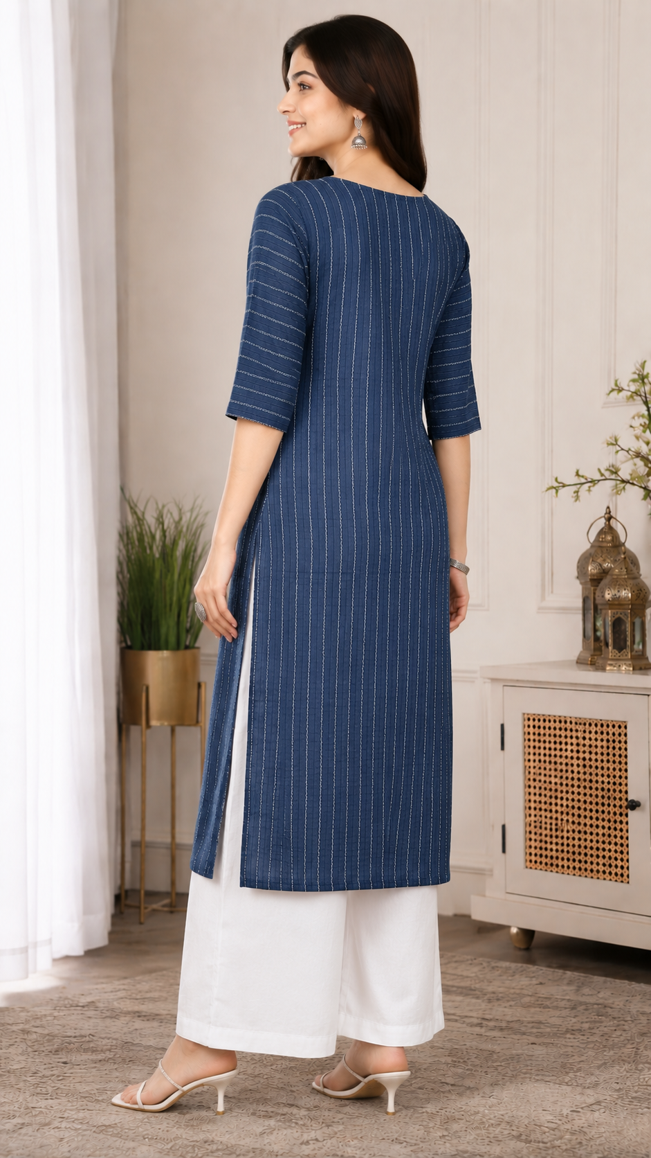 Indigo Blue Striped Kurti