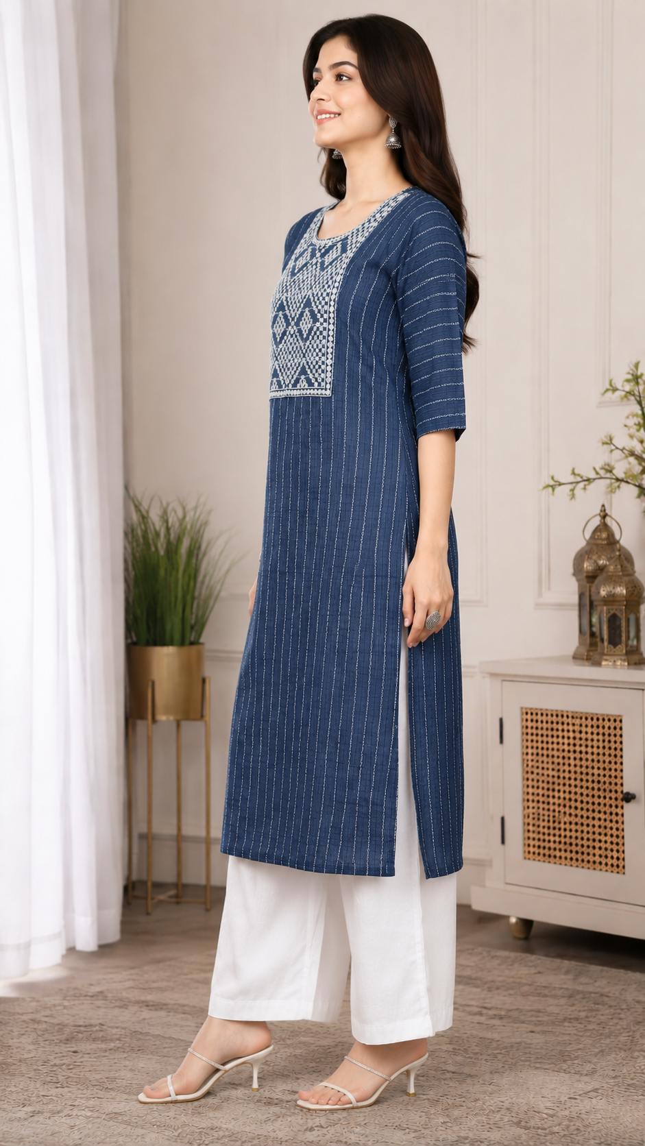 Indigo Blue Striped Kurti