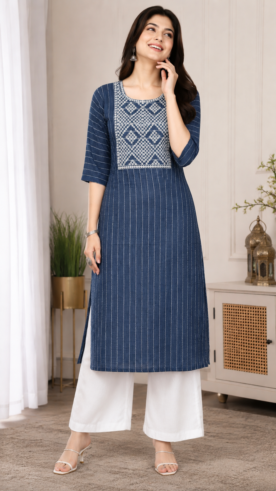 Indigo Blue Striped Kurti