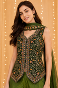 Olive Embroidered Sharara Set