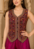 Magenta Embroidered Sharara Set