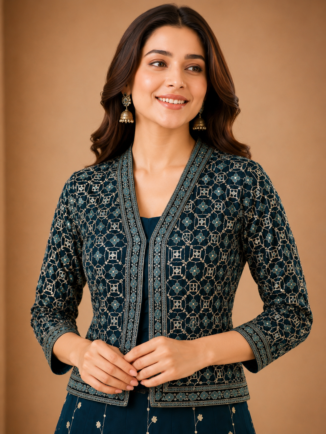 Embroidered Jacket Gown Set