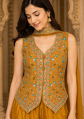Golden Yellow Embroidered Sharara Set