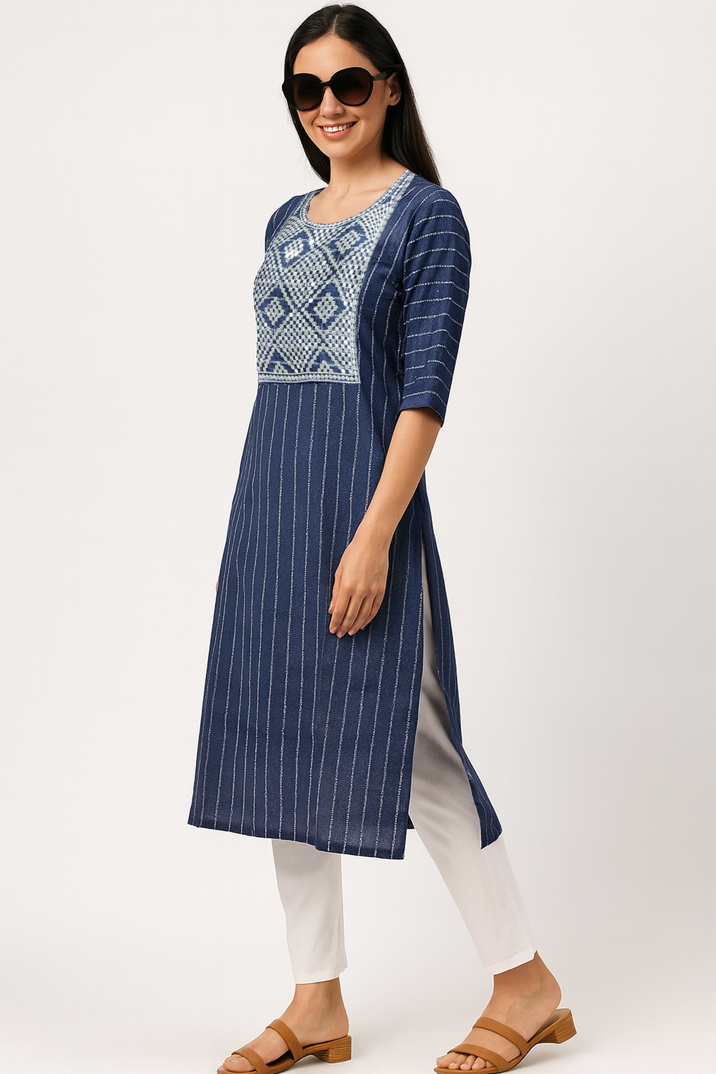 Indigo Blue Striped Kurti