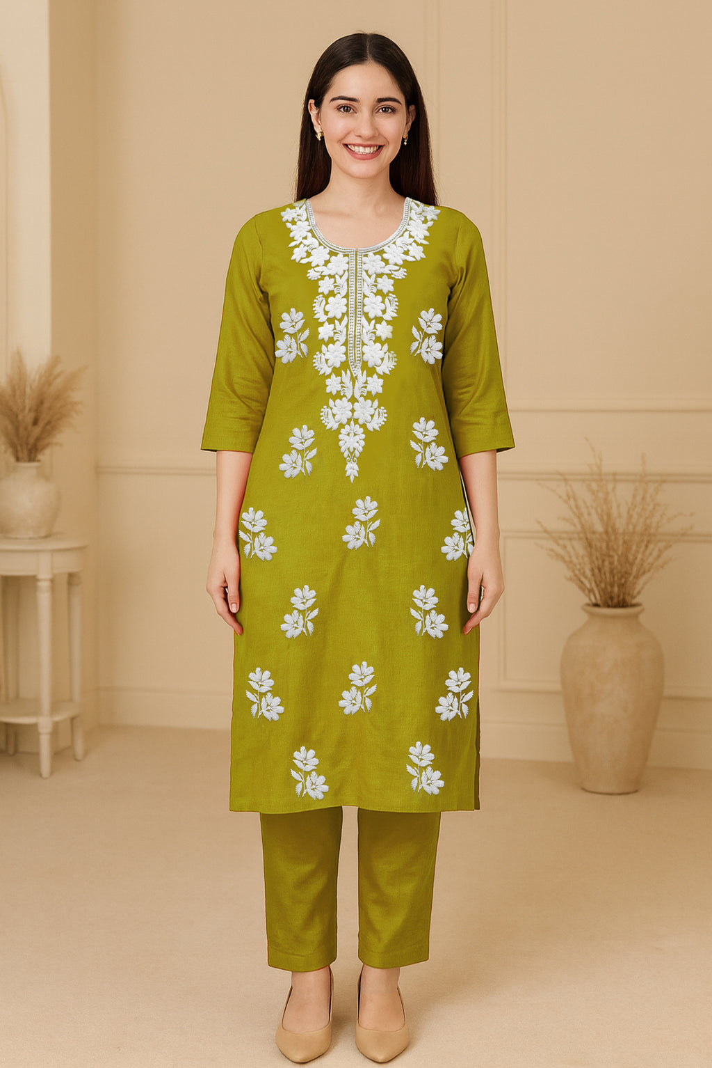 Lime Grace Chikankari Kurta