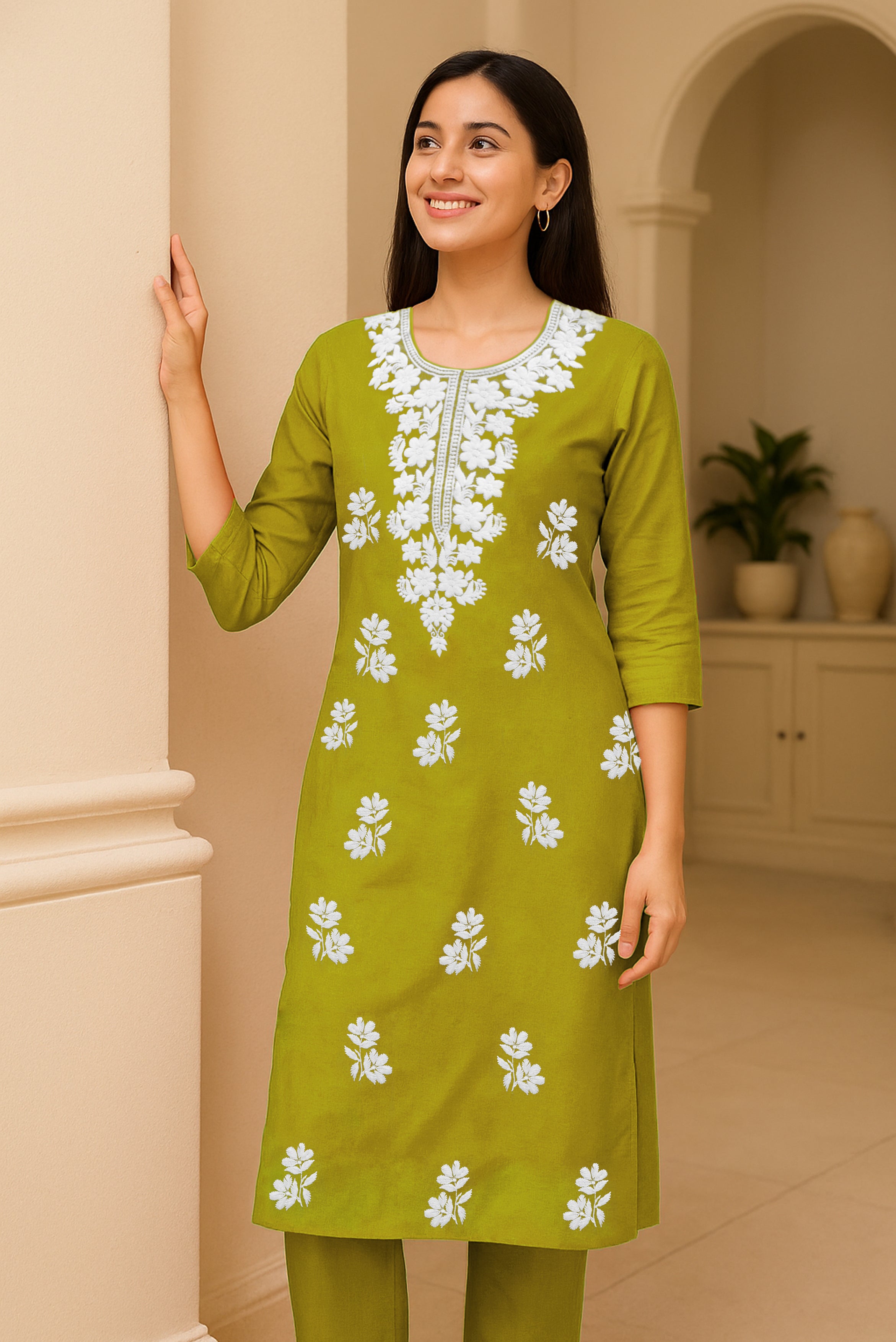 Lime Grace Chikankari Kurta