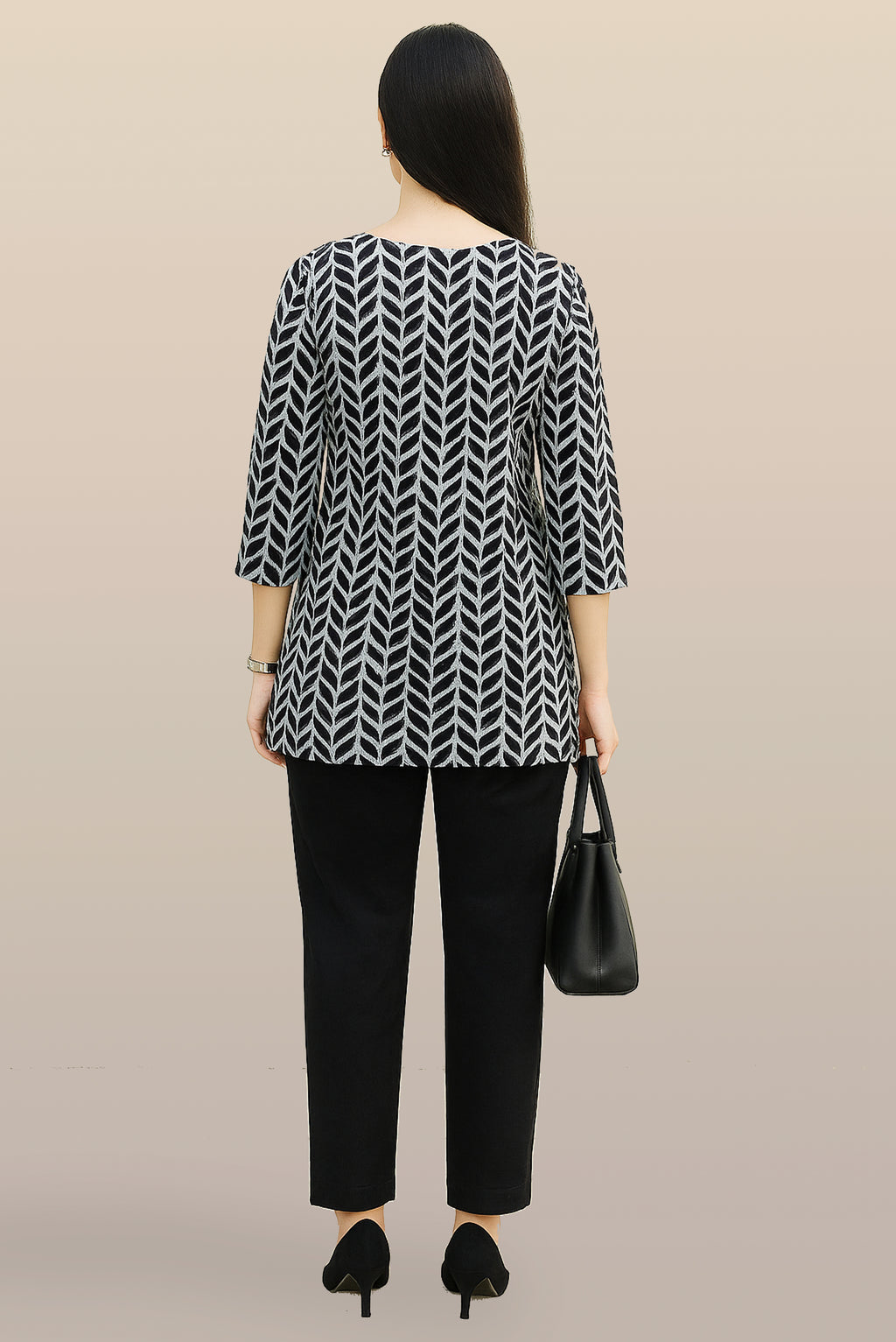 Monochrome Leafy Elegance Top