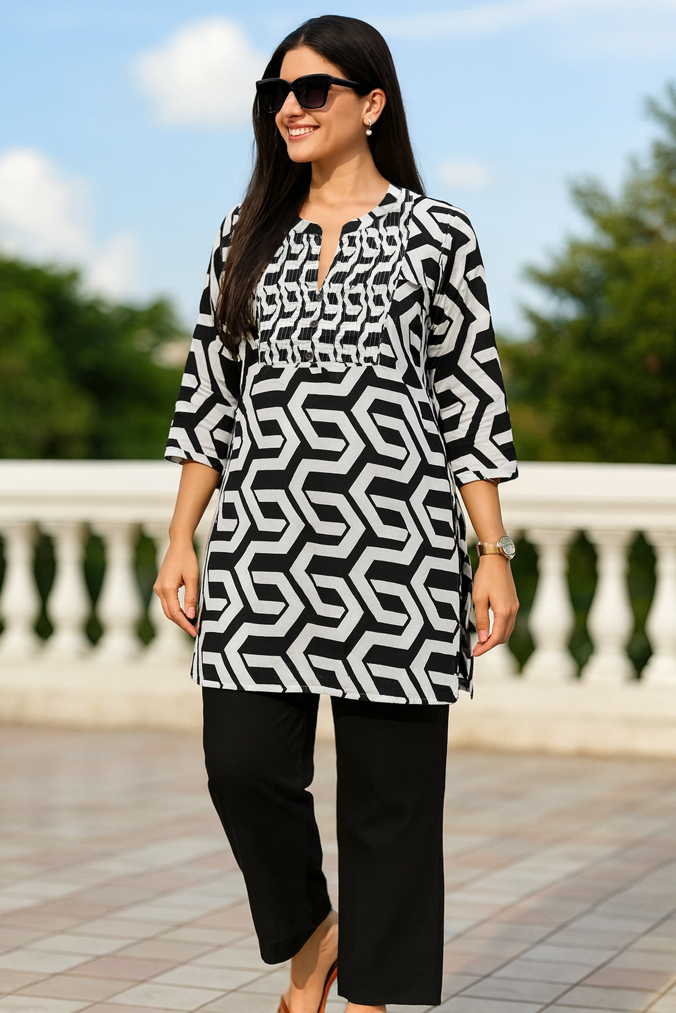 Monochrome Maze Top