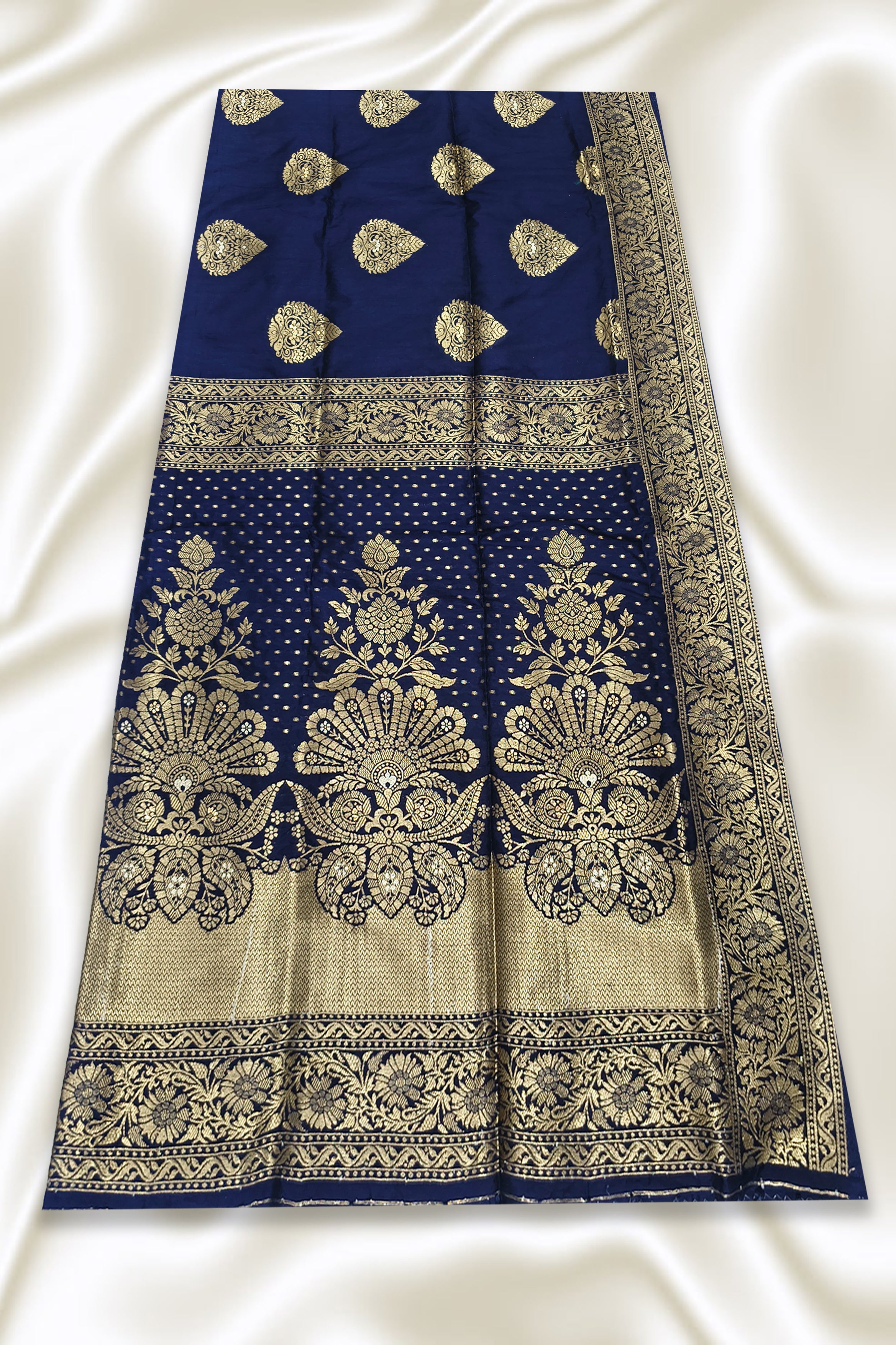 Navy Blue Chanderi Silk Saree