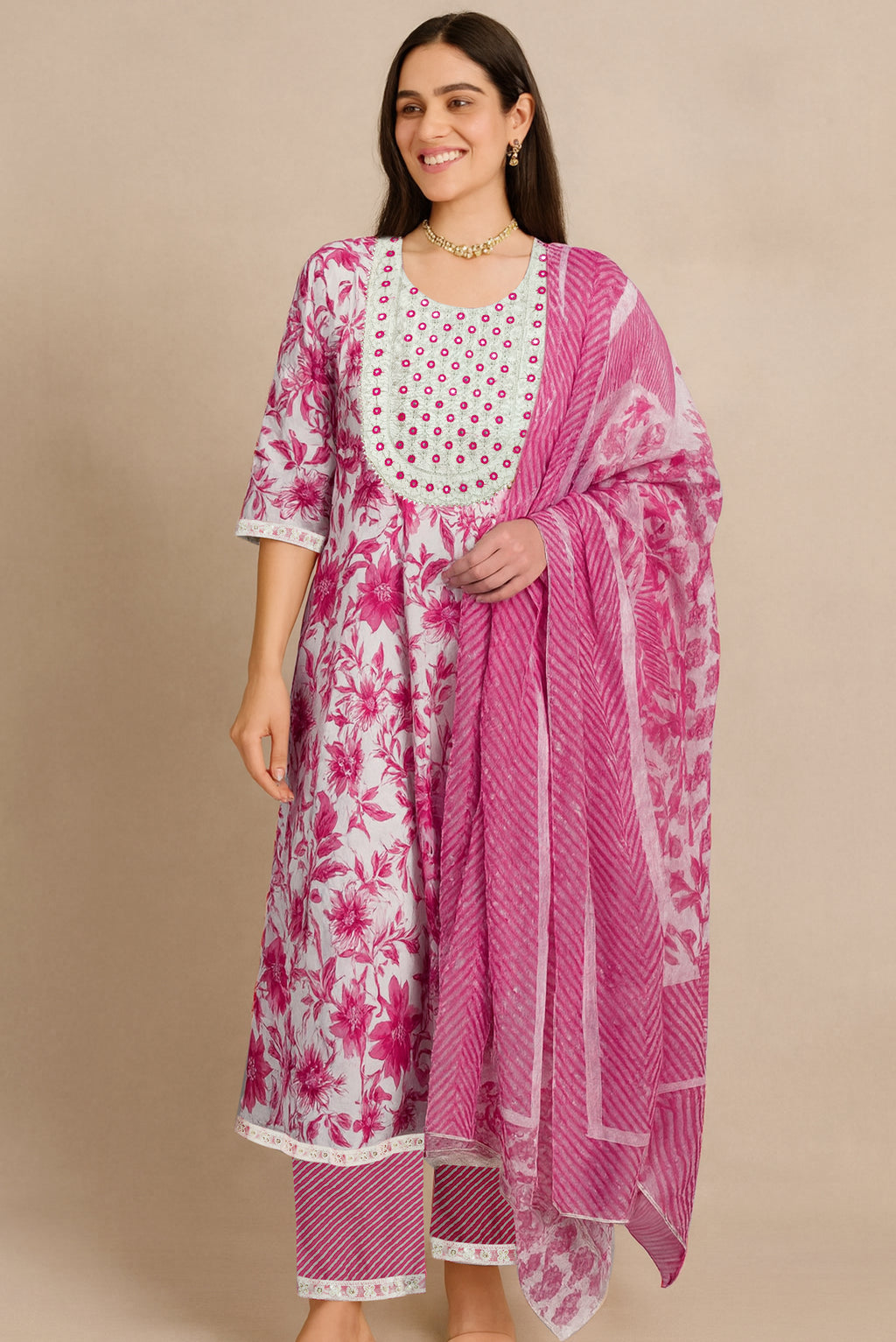 Pink Meadow Mirror Kurta Set