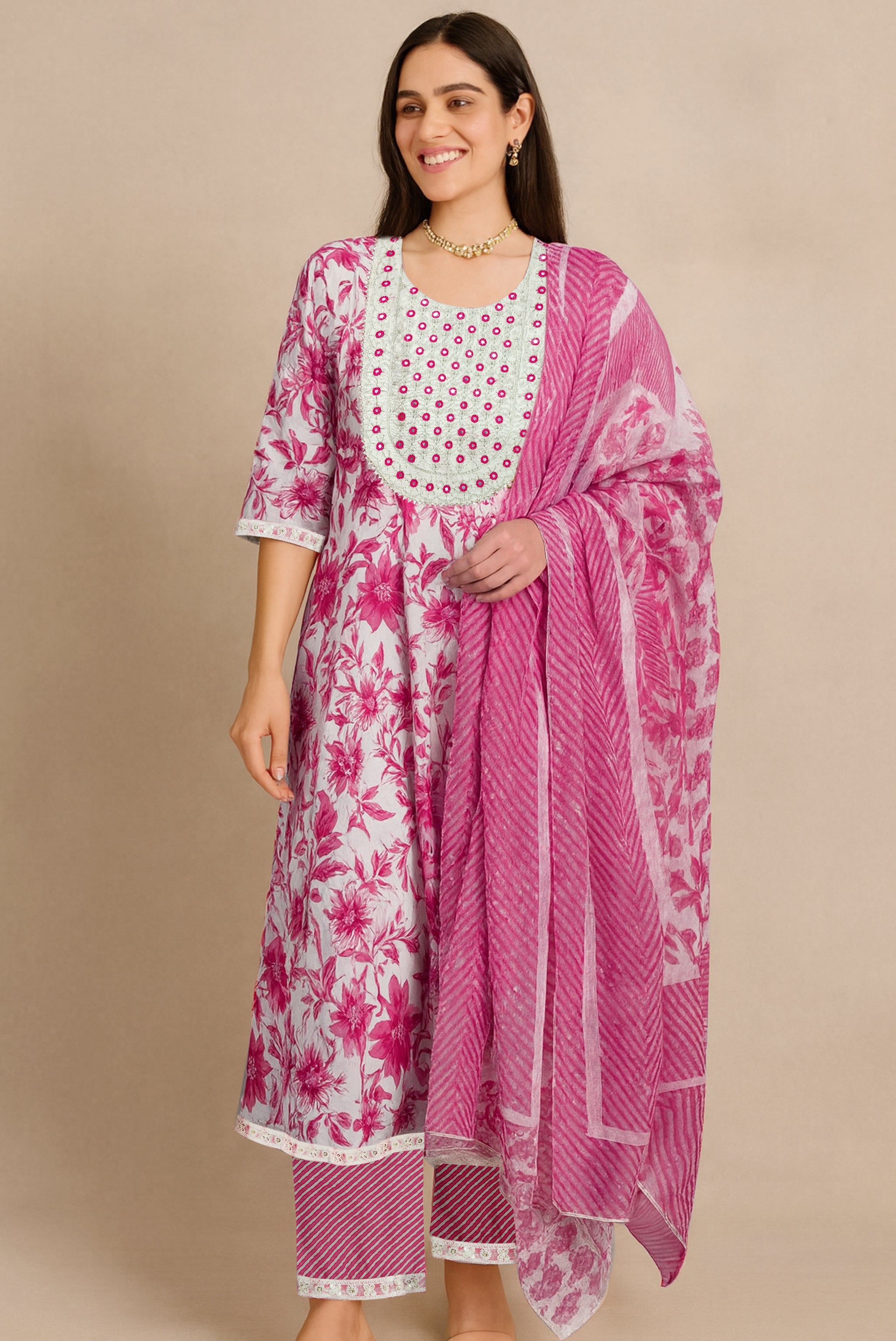 Pink Meadow Mirror Kurta Set