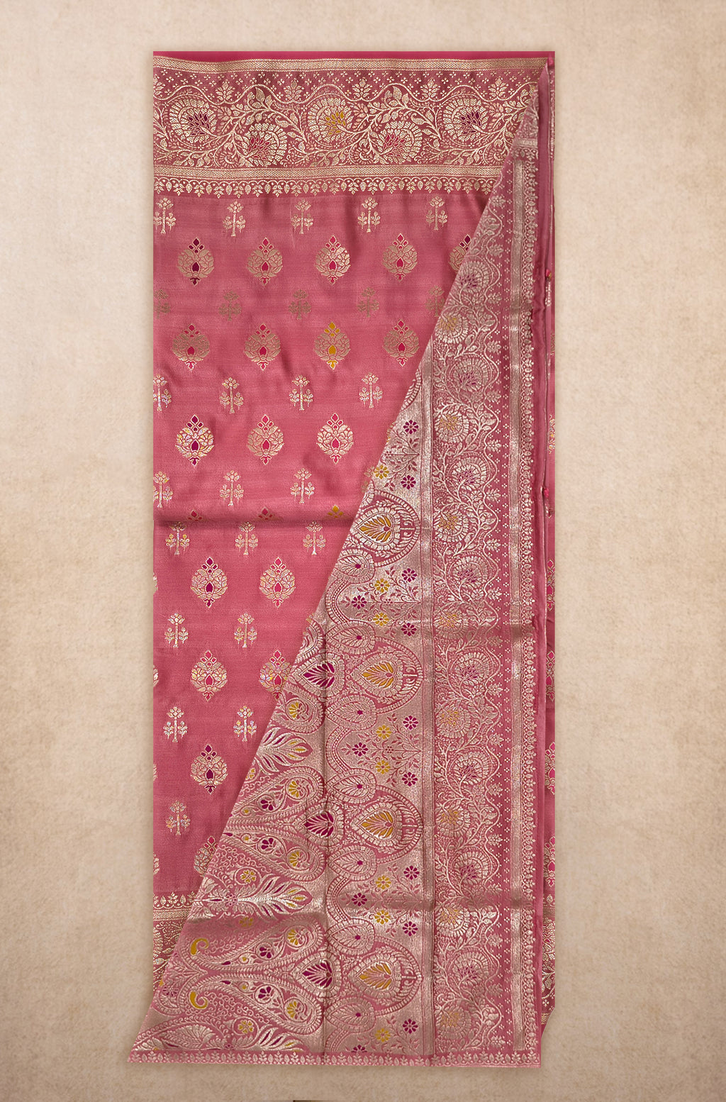 Blush Pink Minakari Silk Saree