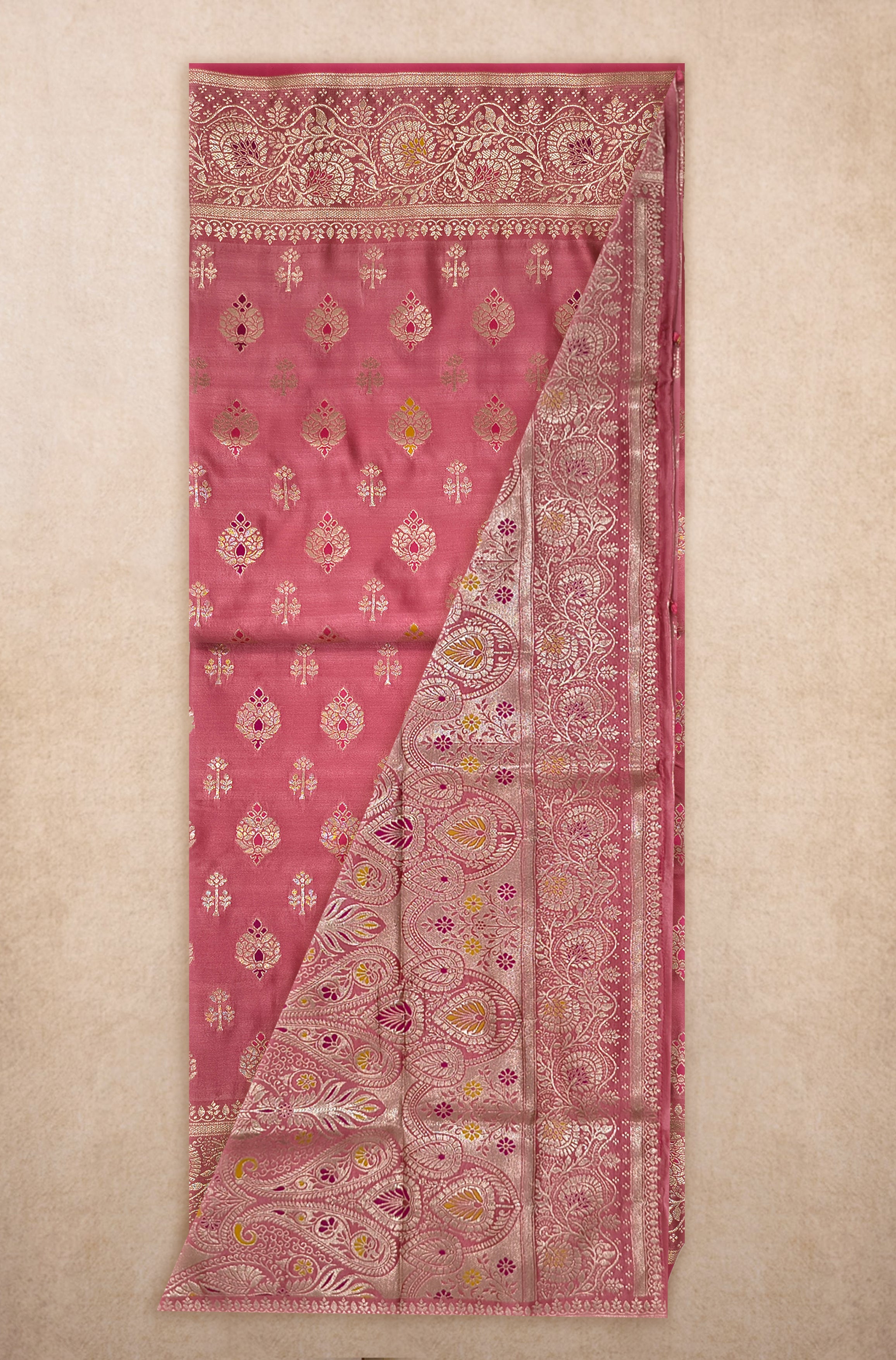 Blush Pink Minakari Silk Saree