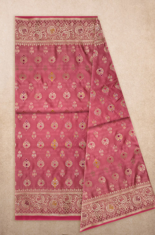 Blush Pink Minakari Silk Saree