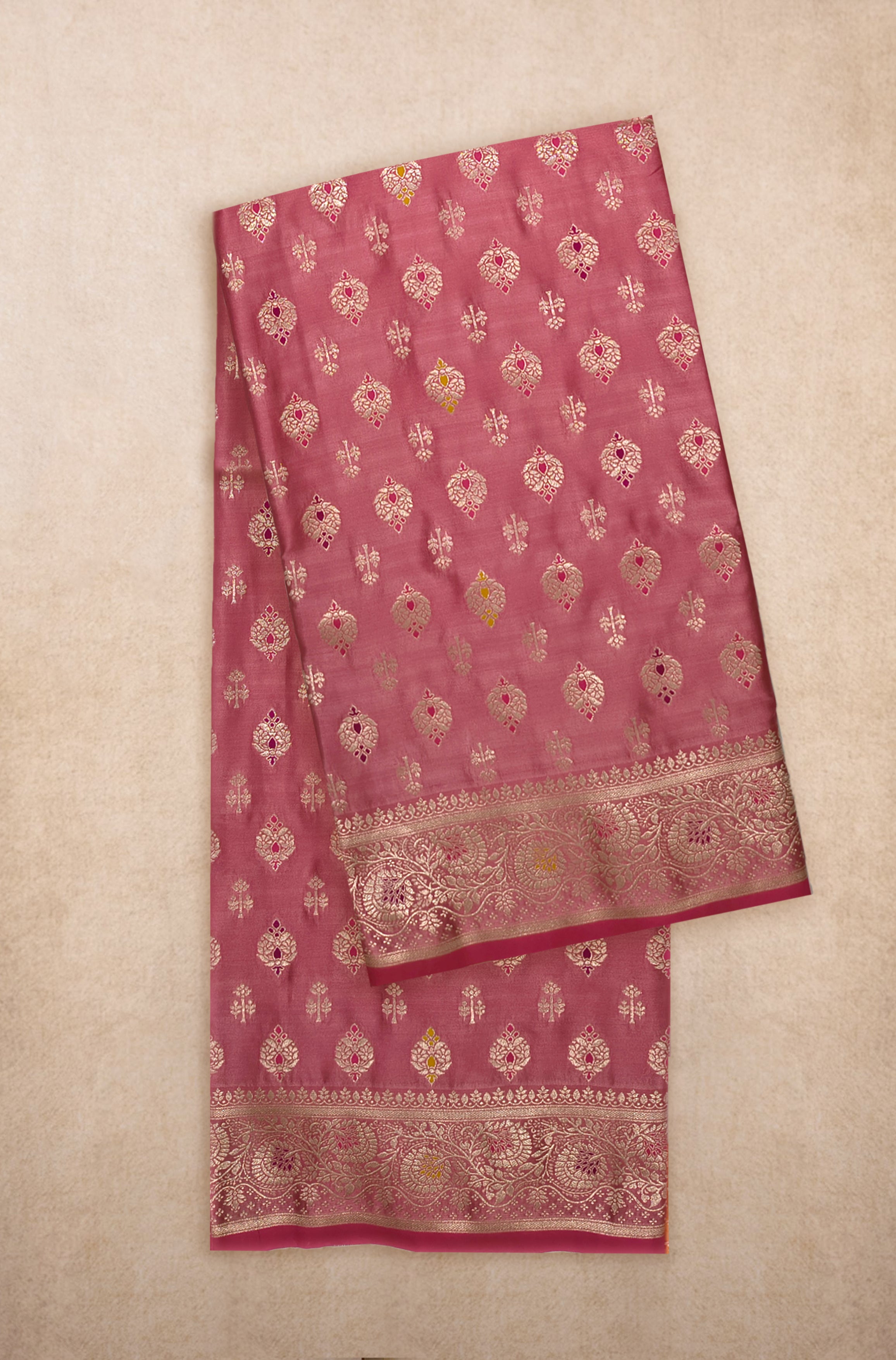 Blush Pink Minakari Silk Saree