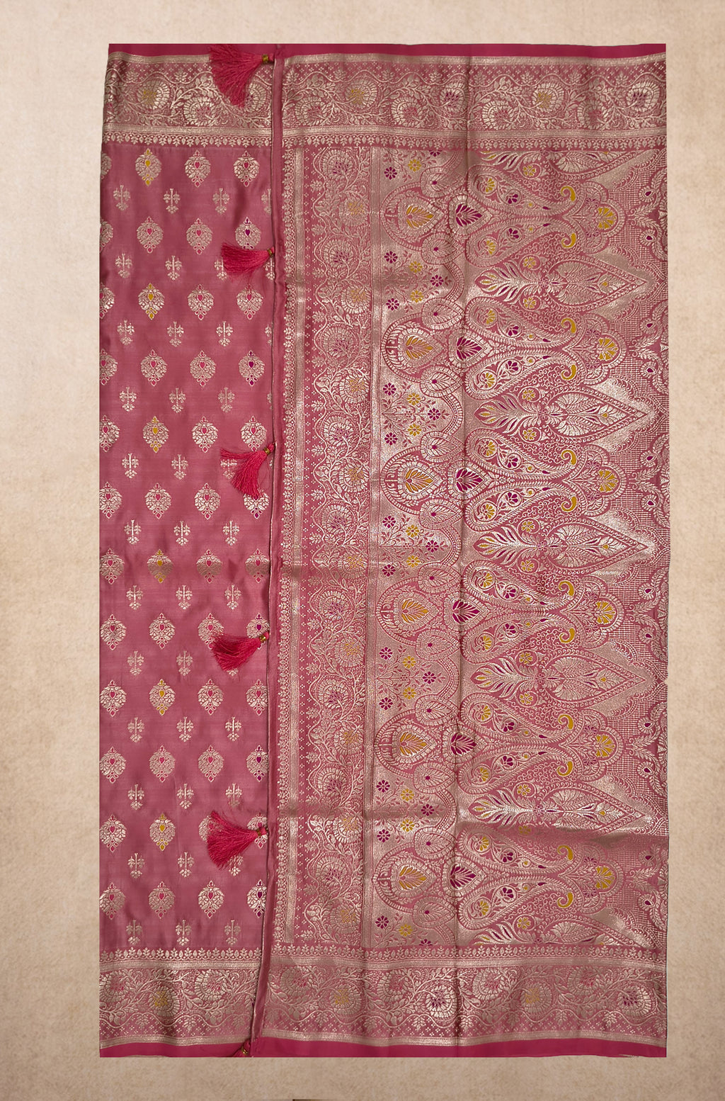 Blush Pink Minakari Silk Saree