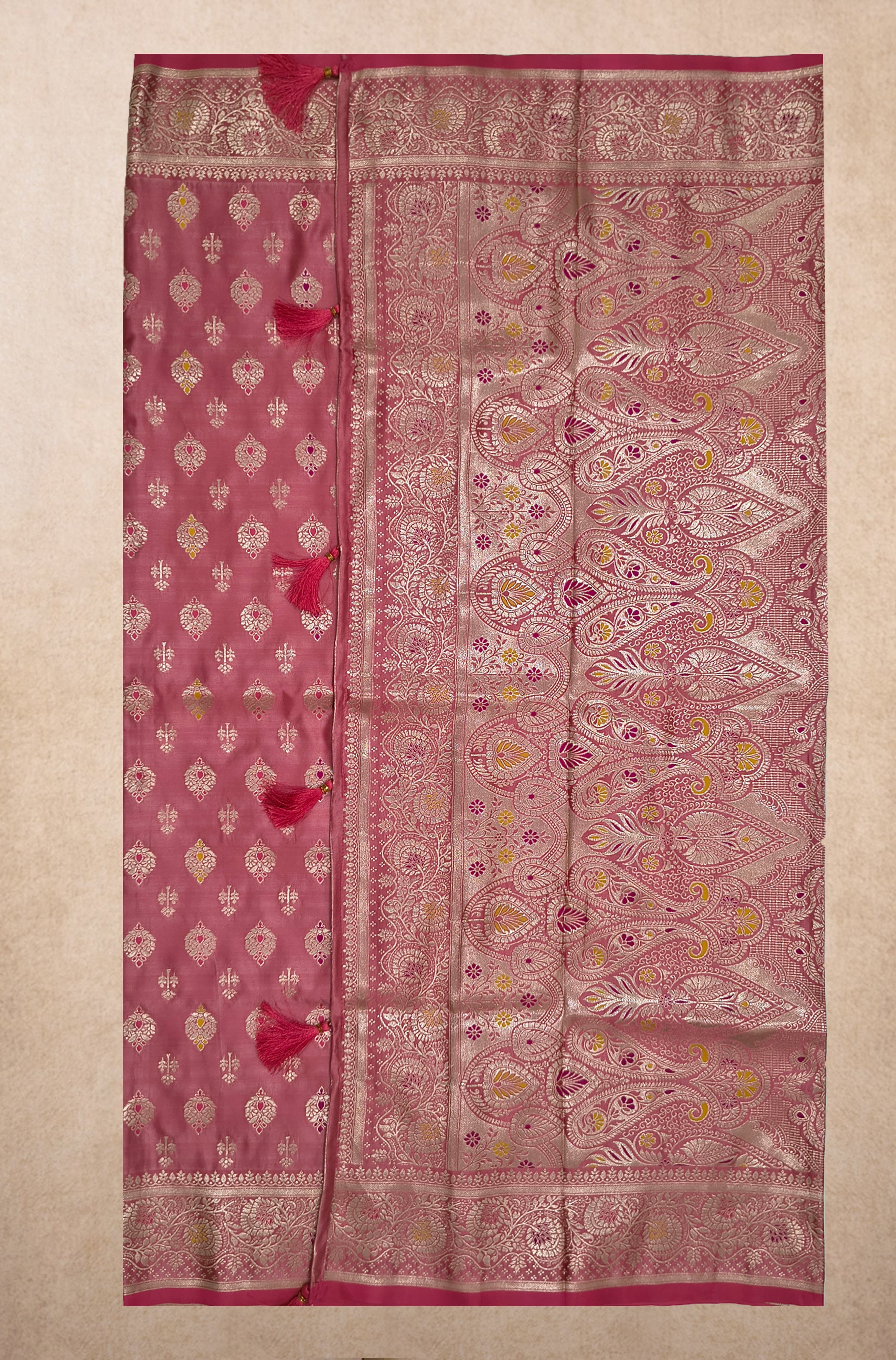 Blush Pink Minakari Silk Saree