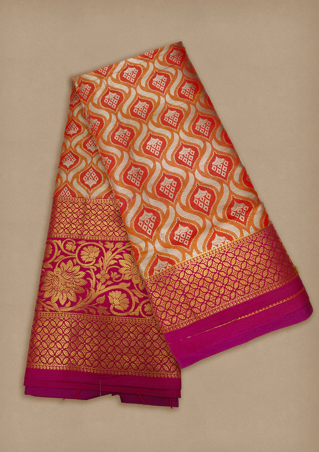 Radiant Silk Saree with Golden Zari Weave