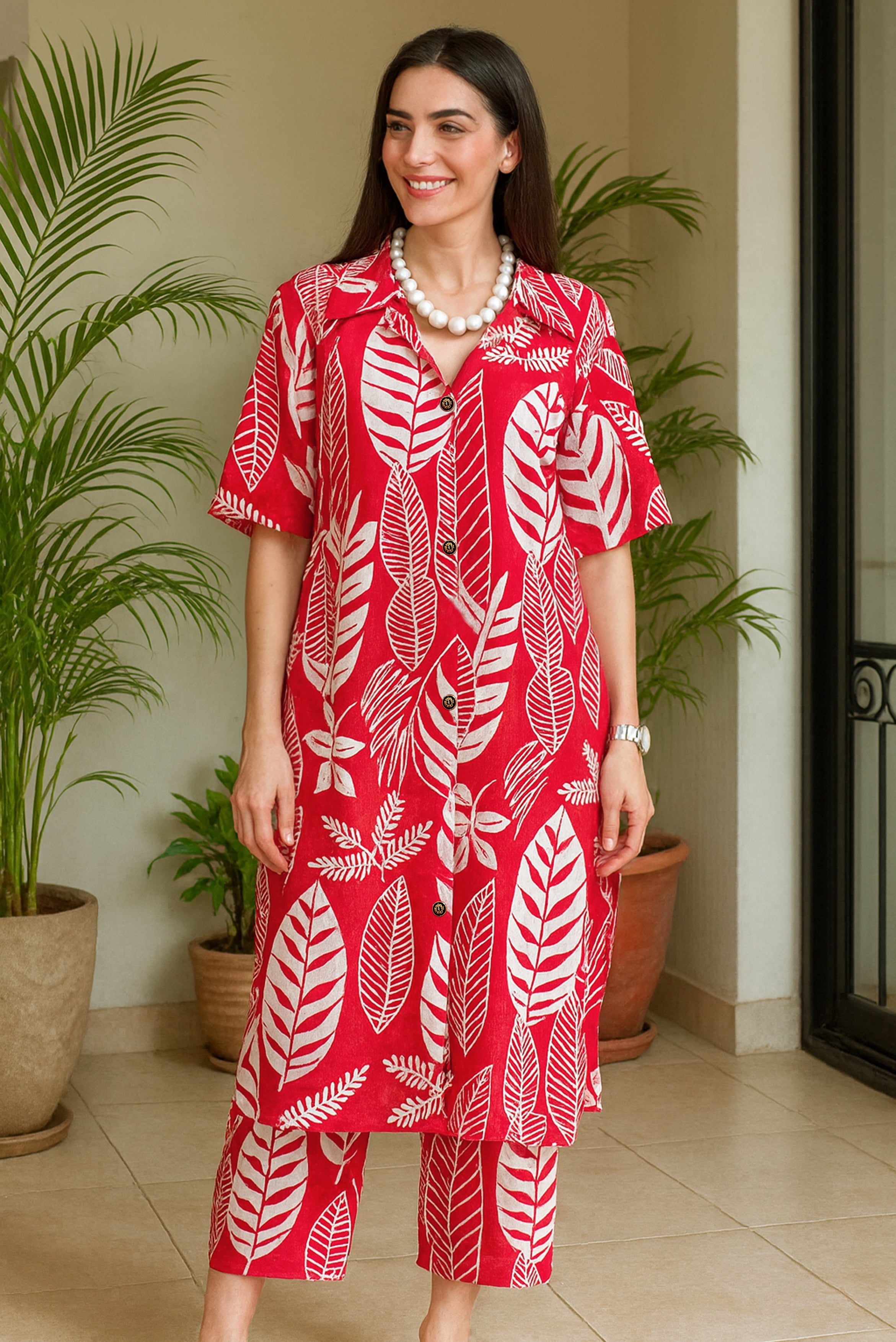 Tropical Leaf Print Co-Ord Set