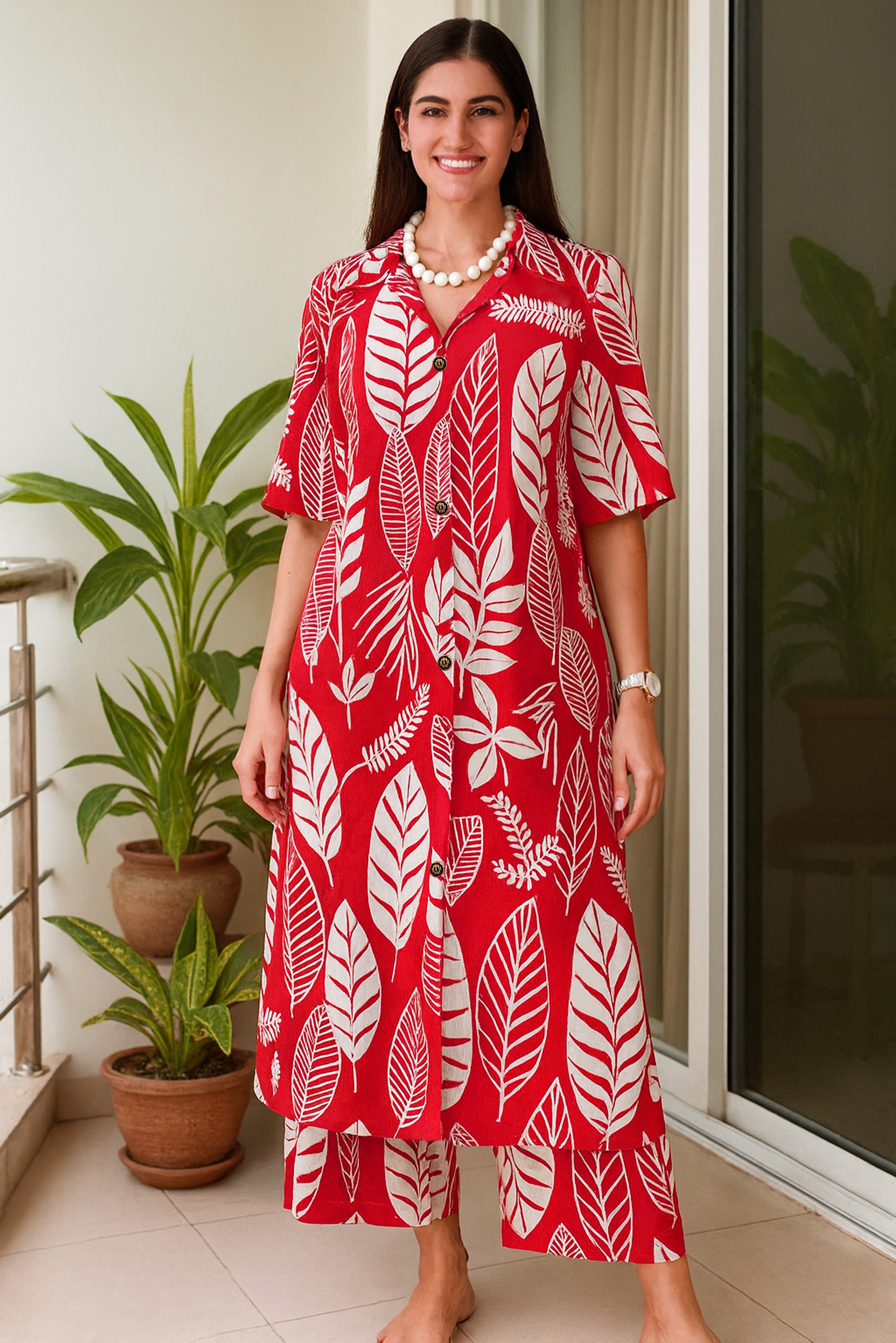 Tropical Leaf Print Co-Ord Set