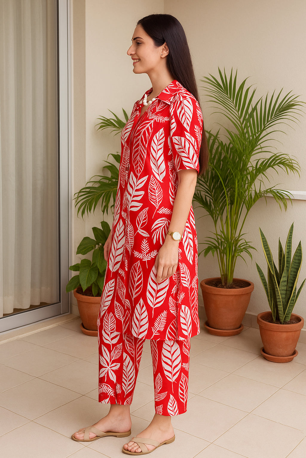 Tropical Leaf Print Co-Ord Set