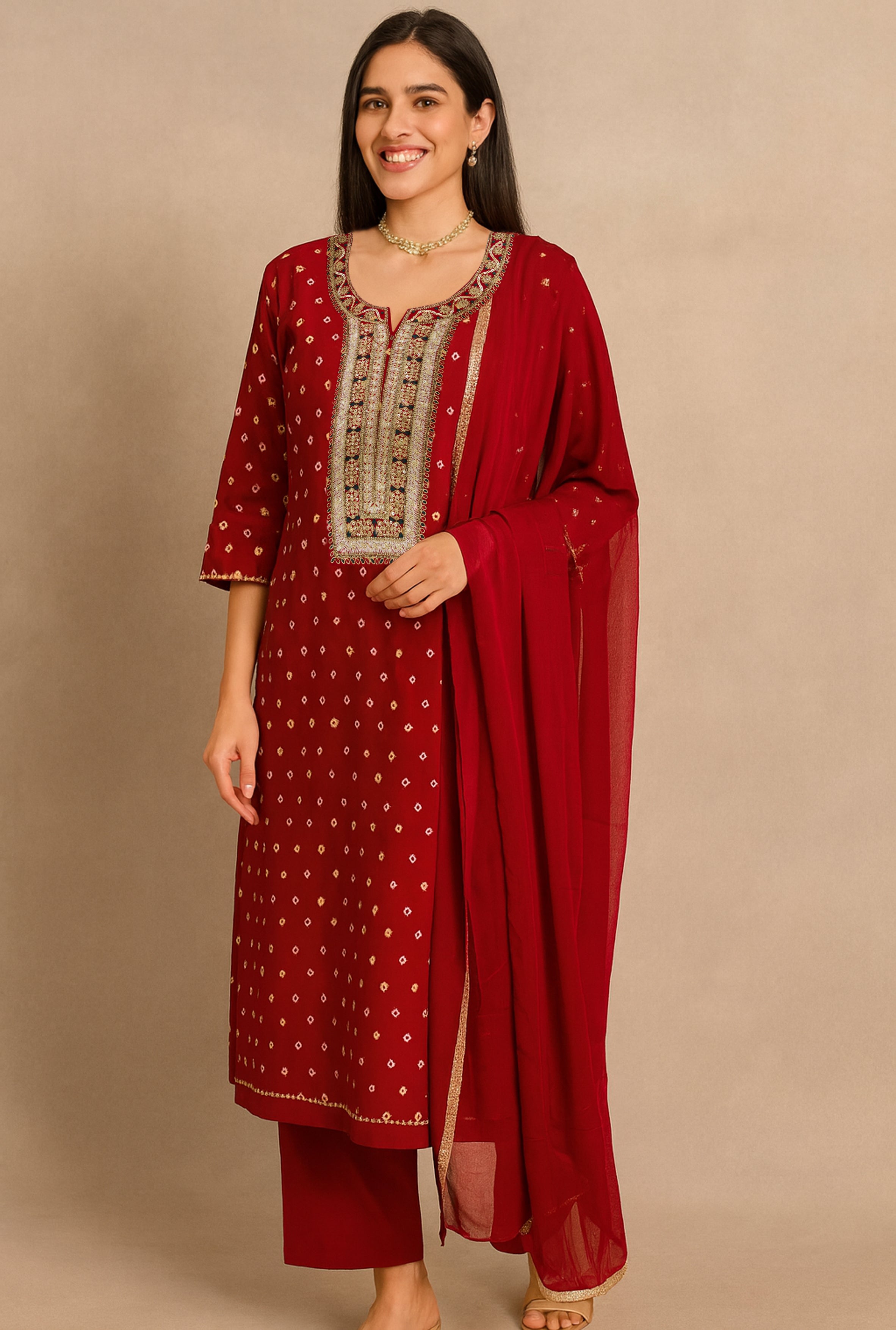 Ruby Glow Ethnic Set