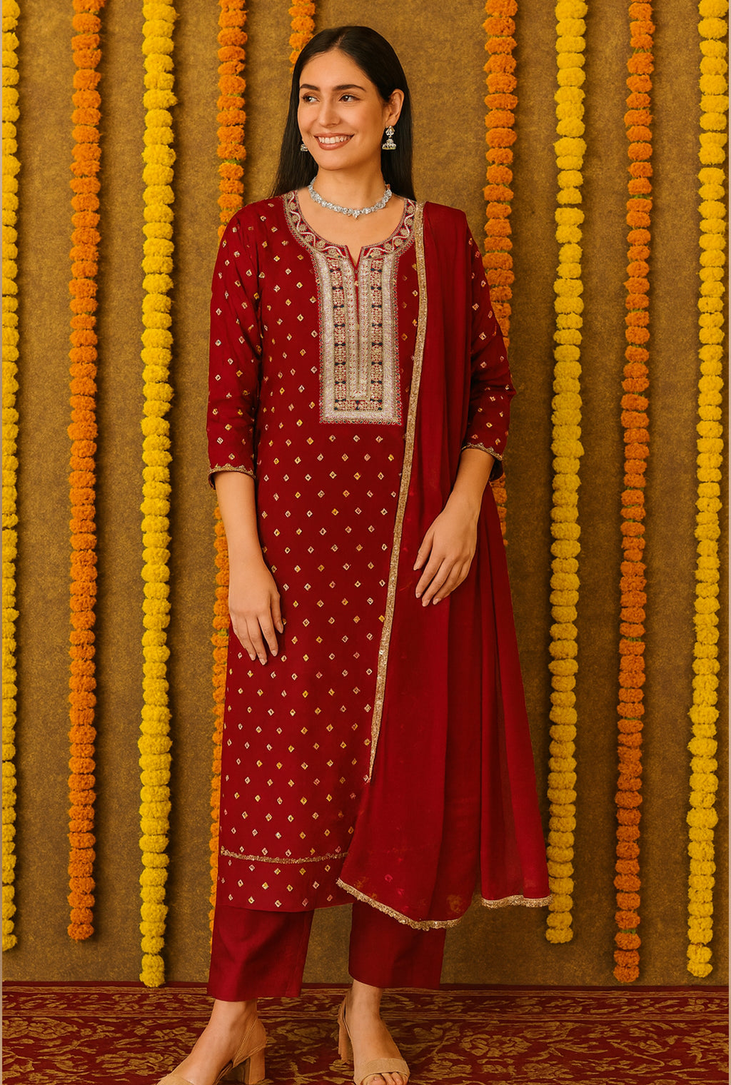 Ruby Glow Ethnic Set