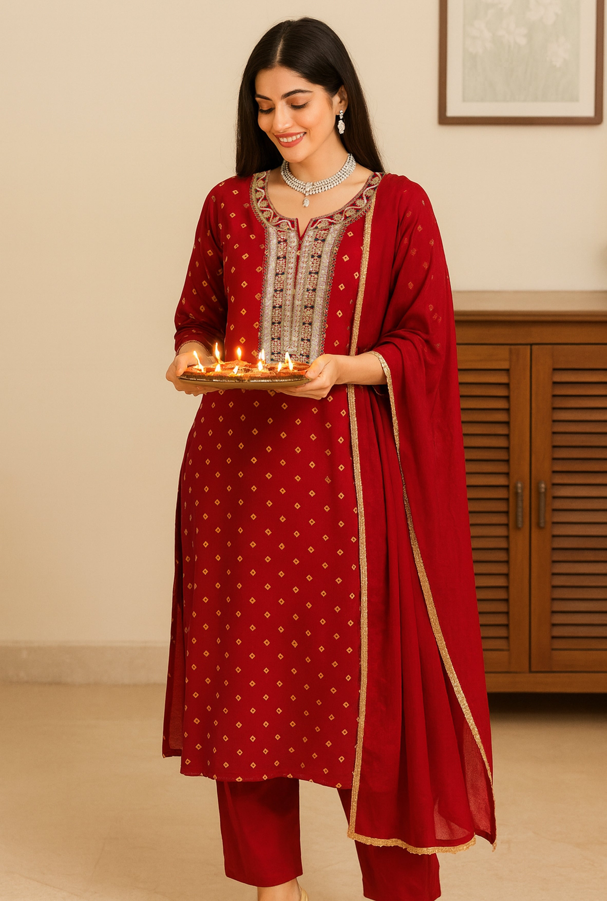Ruby Glow Ethnic Set