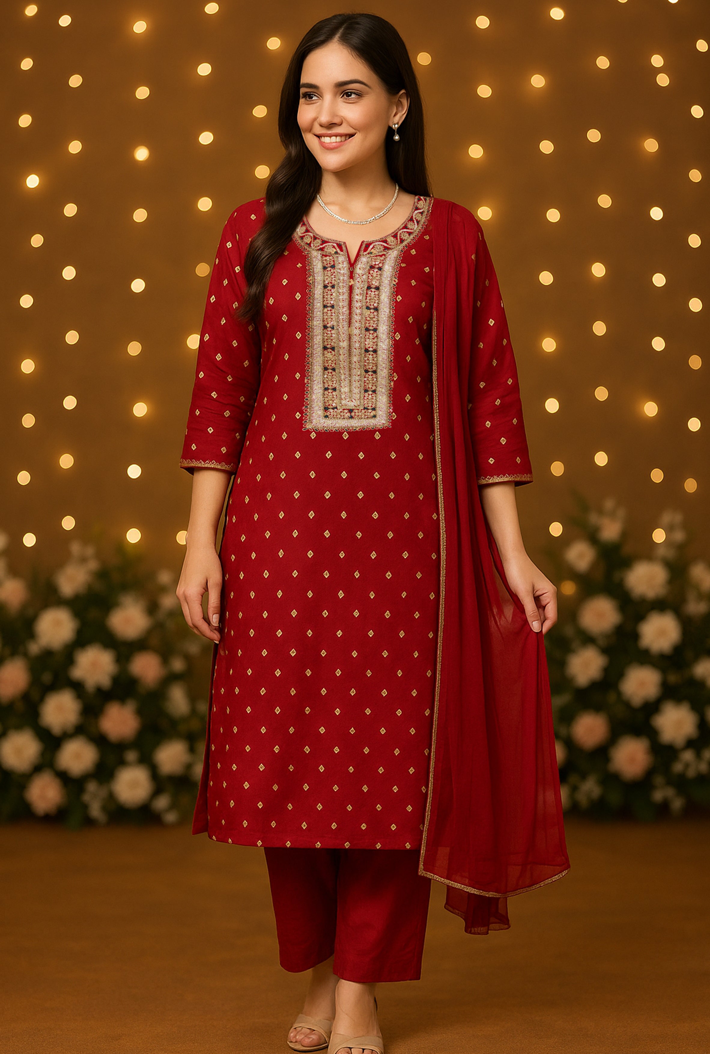 Ruby Glow Ethnic Set