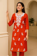 Rustic Charm Chikankari Kurta Set